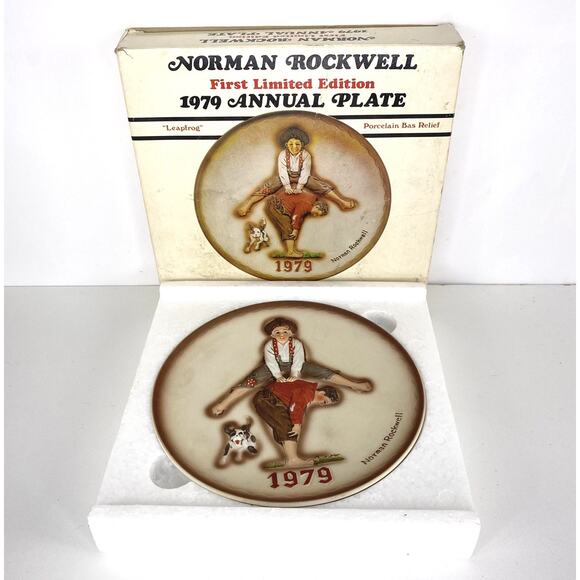 VTG Norman Rockwell LEAPFROG First Limited Edition Annual Collectors Plate 1979 - Picture 1 of 6